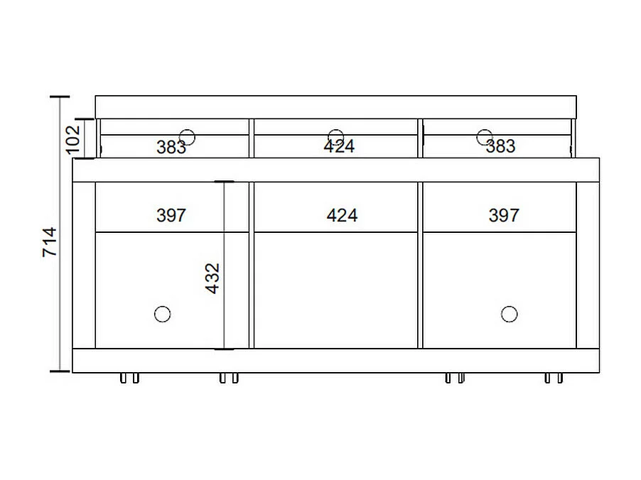 Meuble TV 55 Pouces Chêne et Blanc Ecru 1 Porte 6 Roulettes L 136 H 74 P 39 cm