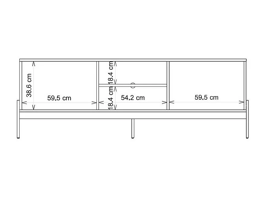 Meuble TV 72 Pouces Chêne et Noir 2 Portes 4 Niches L 180.6 H 62.6 P 36 cm