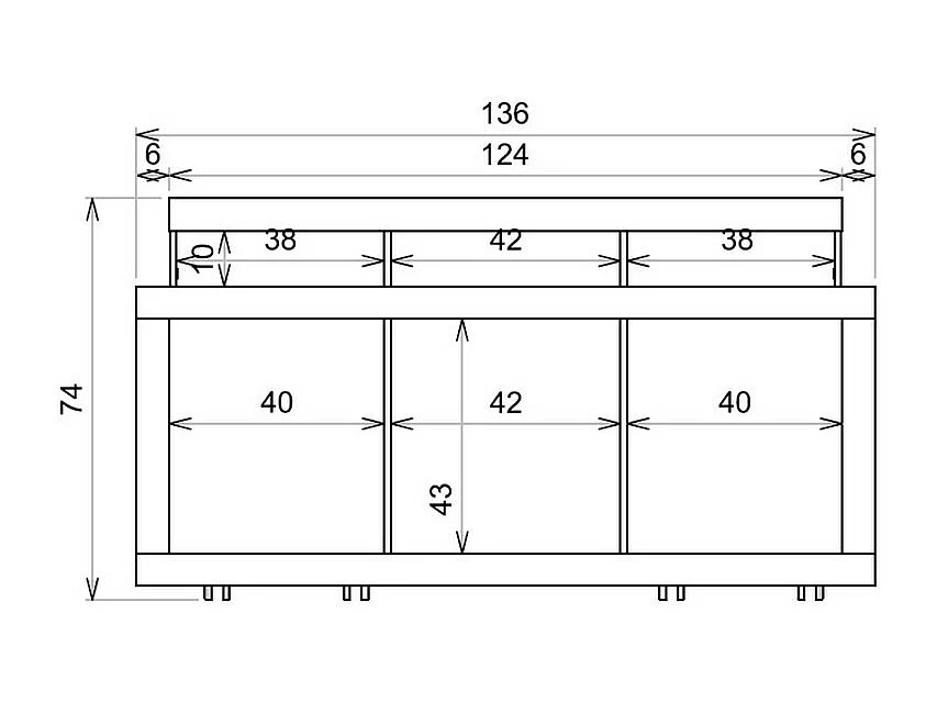 Meuble TV 55 Pouces Chêne et Gris 1 Porte 6 Roulettes L 136 H 74 P 39 cm