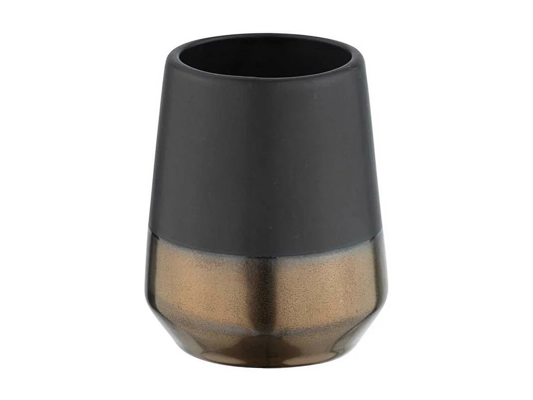 Gobelet pour brosse à dents en céramique "Brandol" - Noir - D 8 x H 10 cm