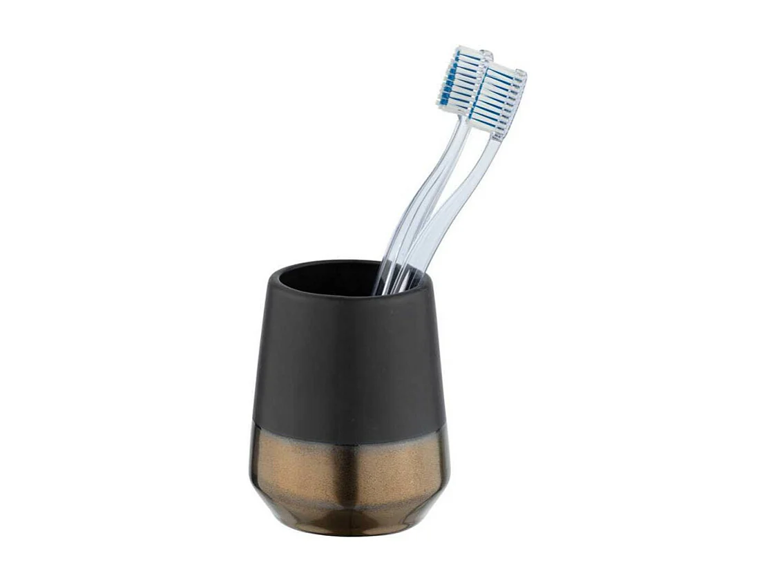 Gobelet pour brosse à dents en céramique "Brandol" - Noir - D 8 x H 10 cm