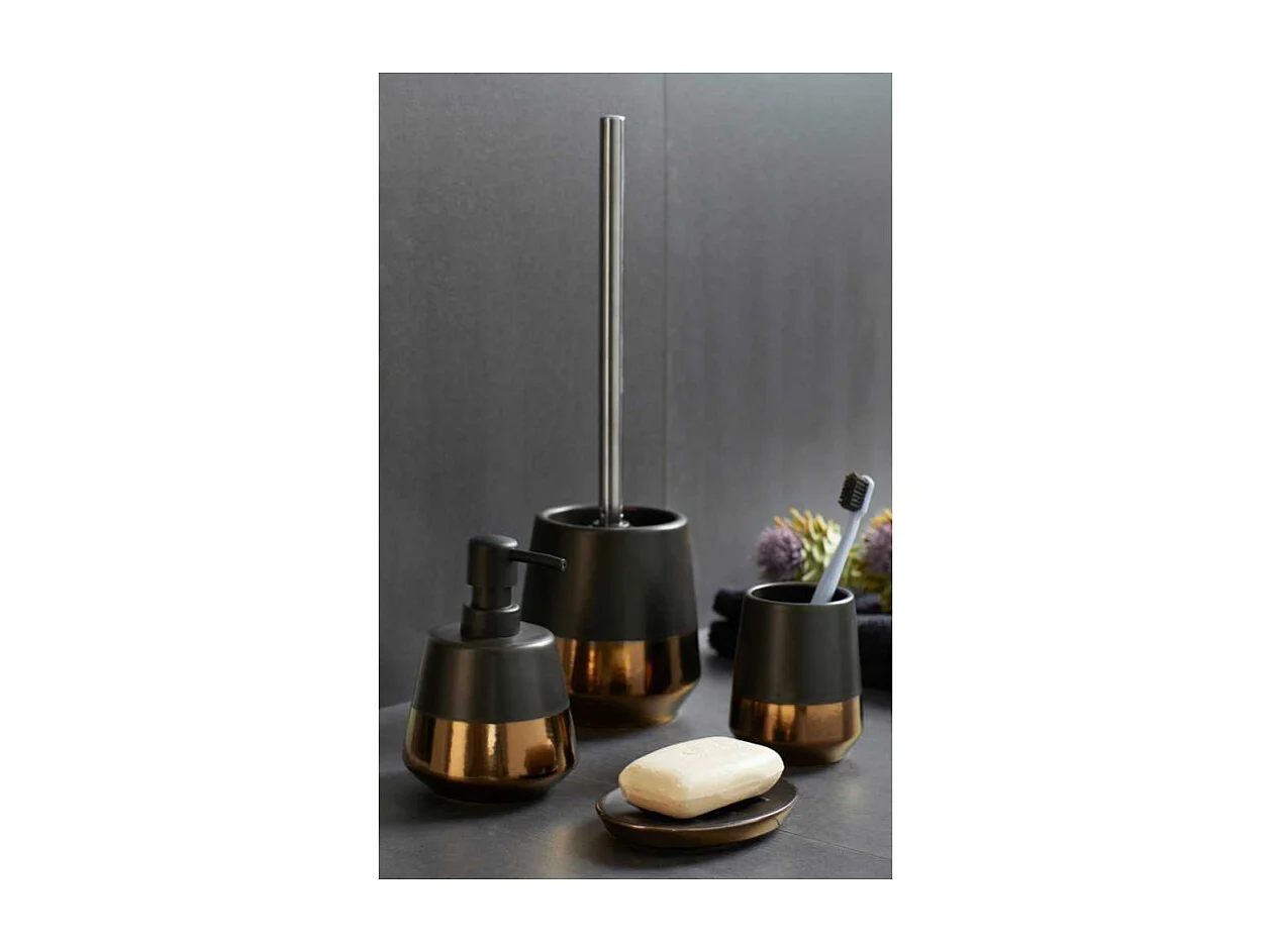 Gobelet pour brosse à dents en céramique "Brandol" - Noir - D 8 x H 10 cm