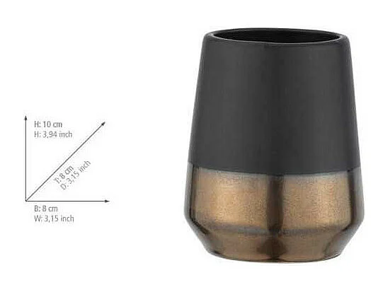 Gobelet pour brosse à dents en céramique "Brandol" - Noir - D 8 x H 10 cm