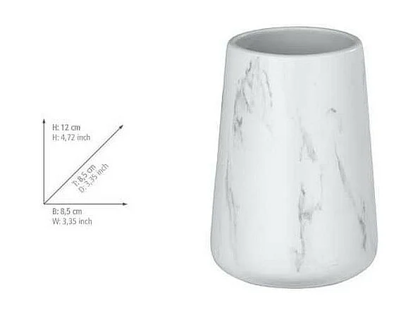 Gobelet en céramique "Adrada" - Blanc/Gris - D 8,5 x H 12 cm