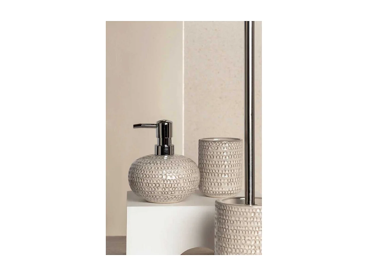 Gobelet porte-brosses à dents en céramique "Pergole" - Beige - D 7,5 x H 9,5 cm