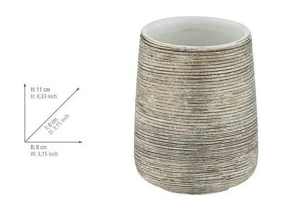 Gobelet porte-brosses à dents en céramique "Fedio" - Or - D 8 x 11 cm