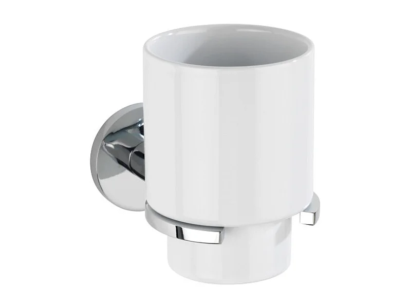 Gobelet pour brosse à dent en céramique "Isera" avec support mural UV-Loc® - Blanc - L 7 x H 11 x P 12 cm