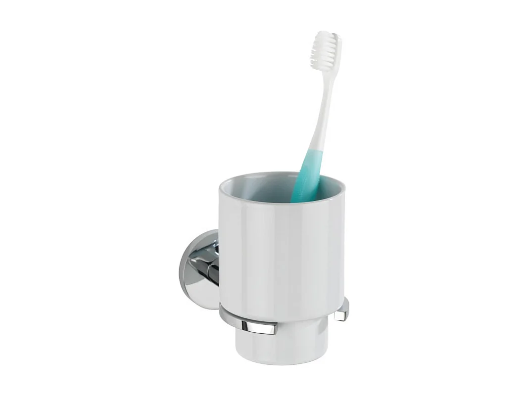 Gobelet pour brosse à dent en céramique "Isera" avec support mural UV-Loc® - Blanc - L 7 x H 11 x P 12 cm