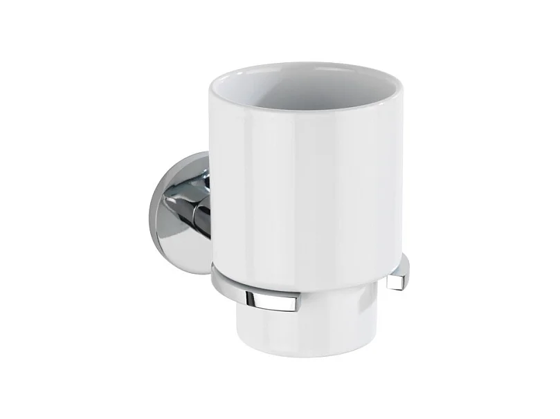 Gobelet pour brosse à dent en céramique "Isera" avec support mural UV-Loc® - Blanc - L 7 x H 11 x P 12 cm