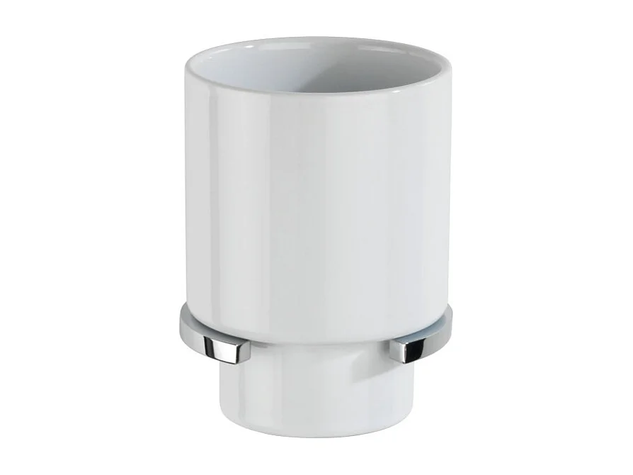 Gobelet pour brosse à dent en céramique "Isera" avec support mural UV-Loc® - Blanc - L 7 x H 11 x P 12 cm