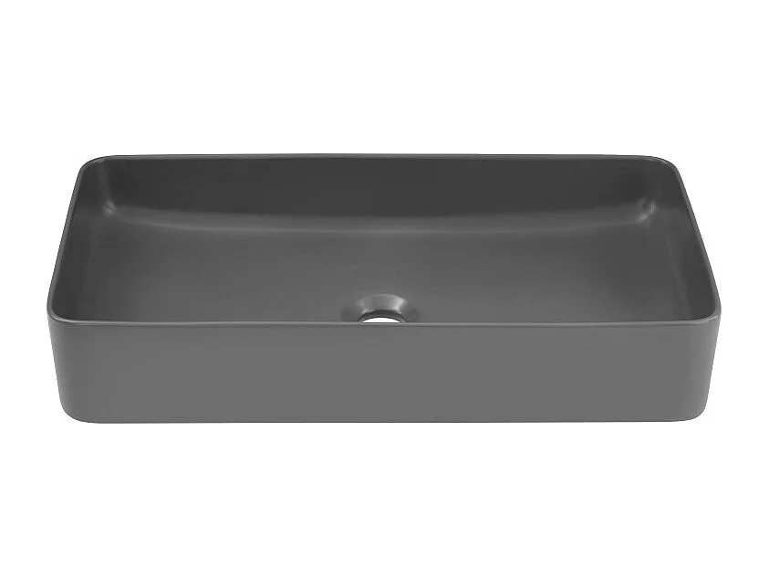 Vasque à poser en céramique - Gris - L 61 x P 34 x H 11 cm