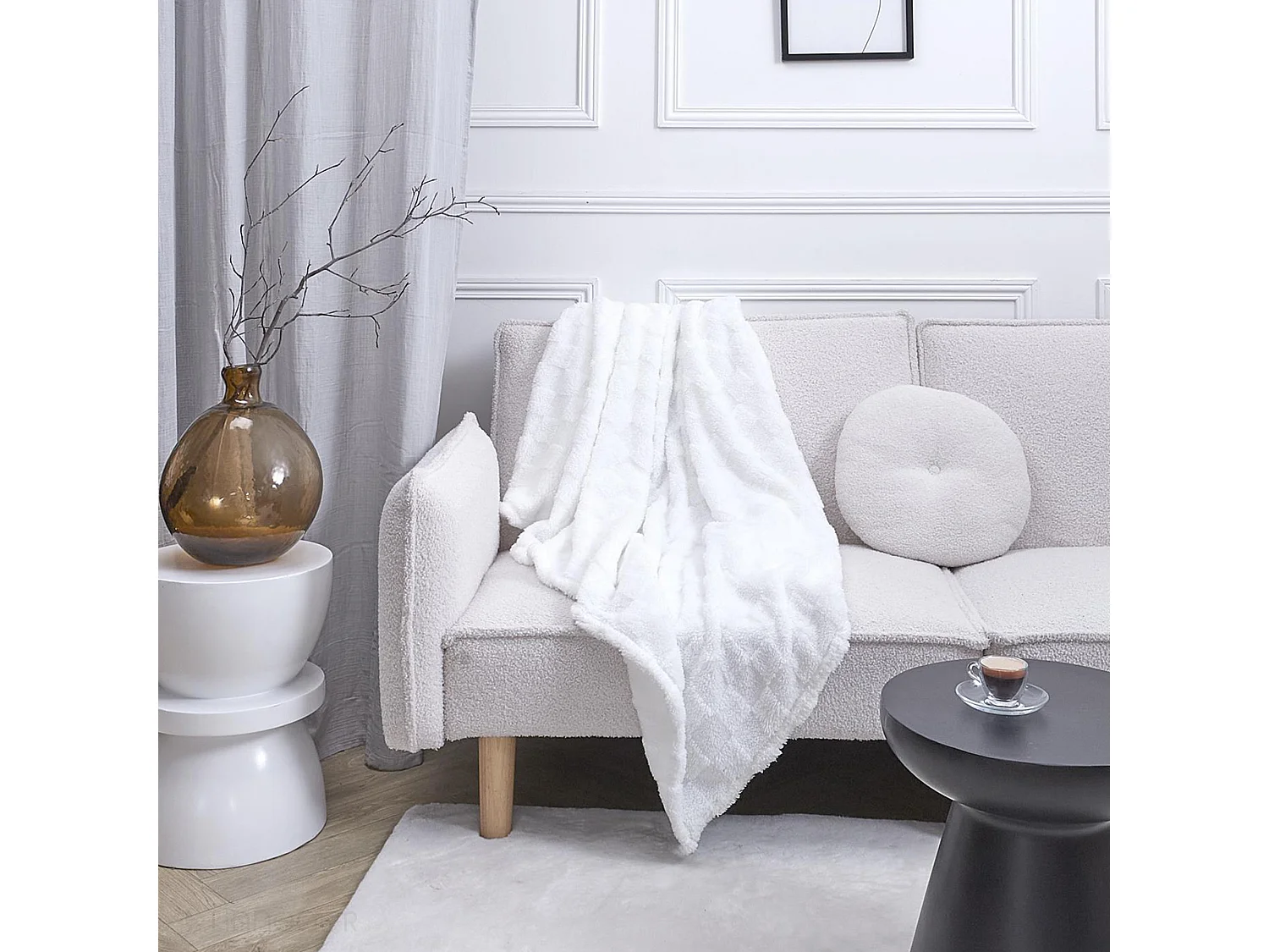 Plaid en flanelle collection Hohneck 120x150 cm damiers blancs