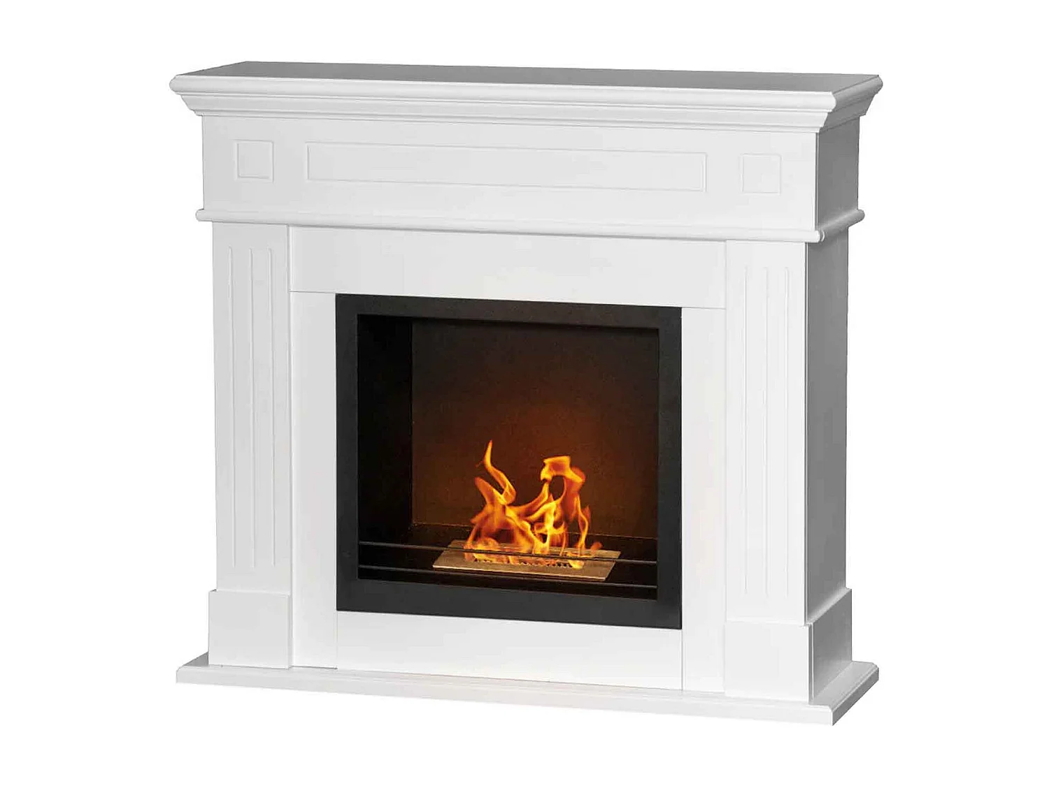 Cambridge - Camino a bioetanolo da terra in legno 110x37xH102 cm, colore bianco