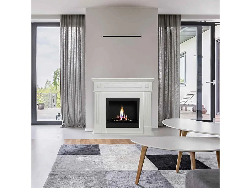 Cambridge - Camino a bioetanolo da terra in legno 110x37xH102 cm, colore bianco