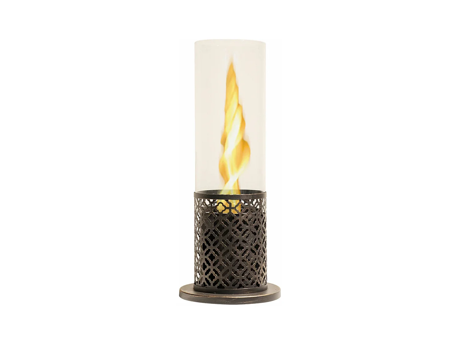 Tolosa - Cheminée au bioéthanol de table pour l'intérieur et l'extérieur ø20 x H49,5 cm, couleur noir or