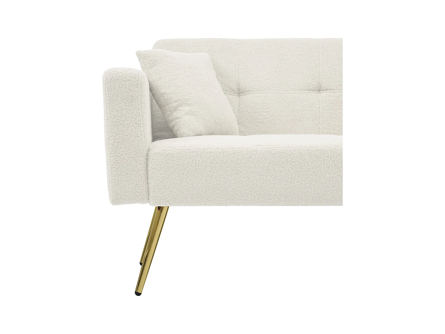 Canapé convertible avec dossier réglable - 2 places - tissu bouclette - Blanc