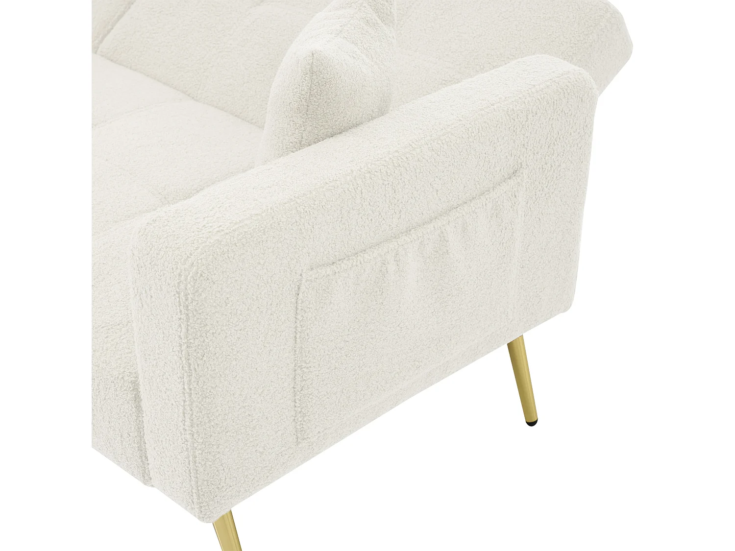 Canapé convertible avec dossier réglable - 2 places - tissu bouclette - Blanc