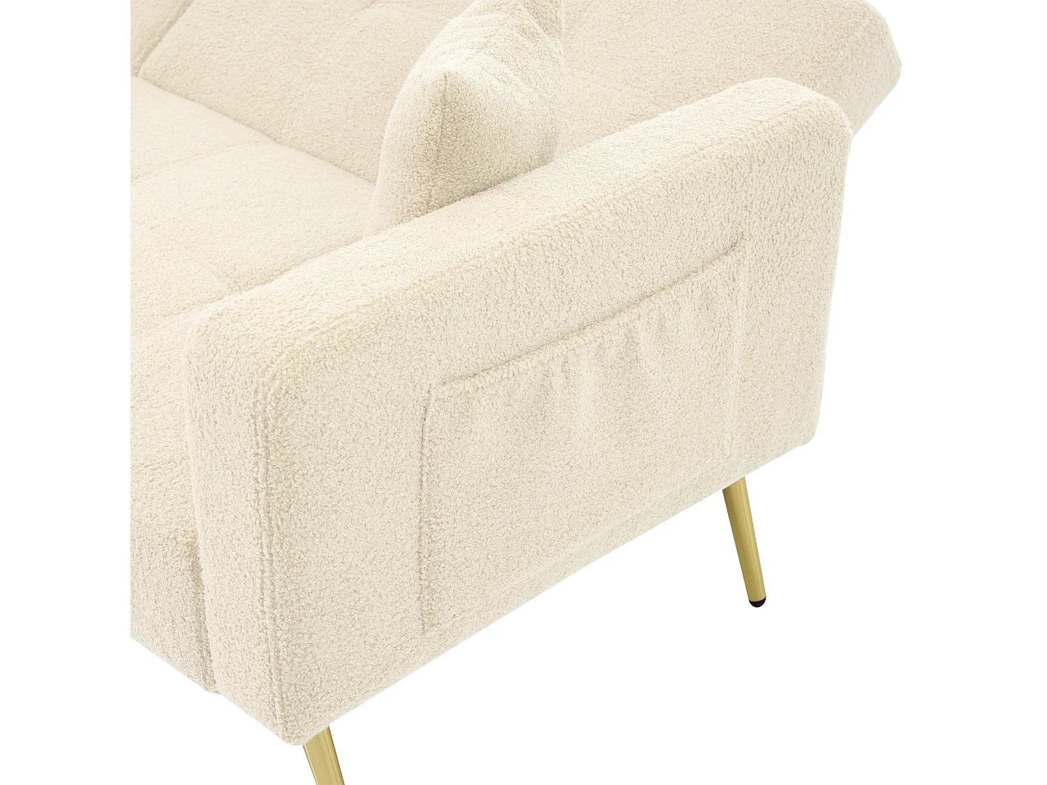 Umwandelbares Sofa mit verstellbarer Rückenlehne – 2 Plätze – French-Terry-Stoff – Beige