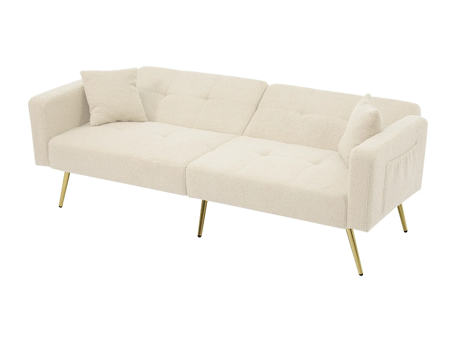 Umwandelbares Sofa mit verstellbarer Rückenlehne – 2 Plätze – French-Terry-Stoff – Beige