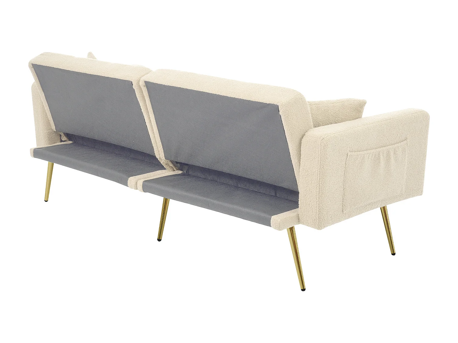 Umwandelbares Sofa mit verstellbarer Rückenlehne – 2 Plätze – French-Terry-Stoff – Beige
