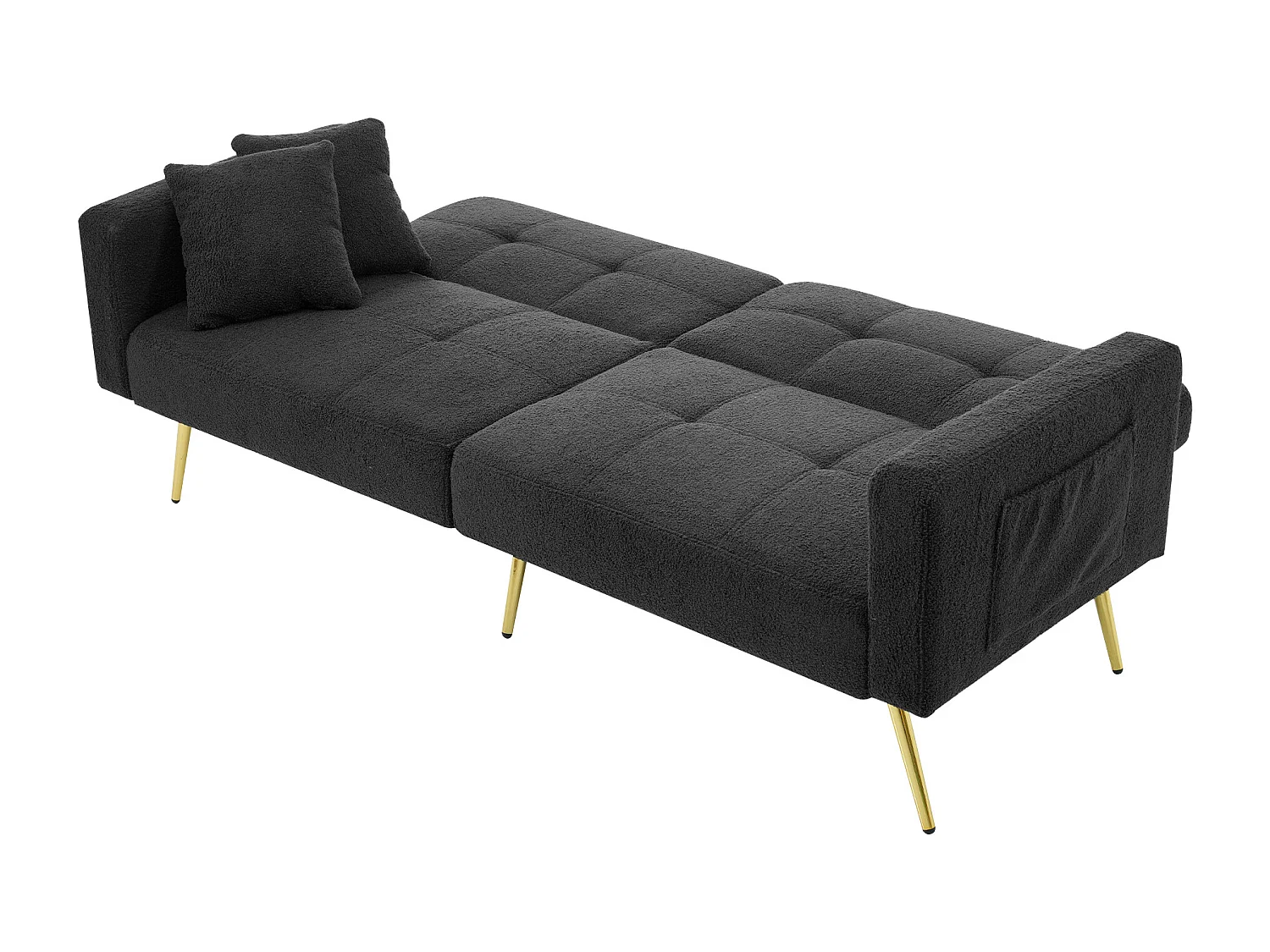 Canapé convertible avec dossier réglable - 2 places - tissu bouclette - Gris