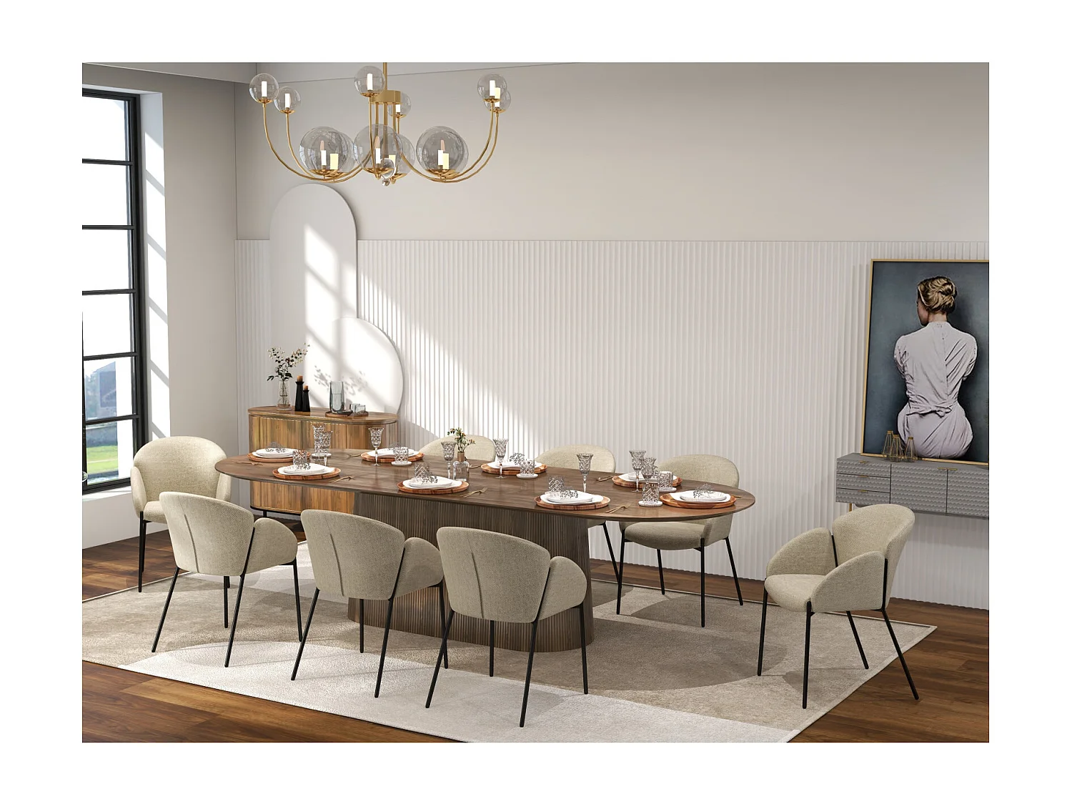 CANDICE-Sedia in tessuto Luxury Grège (x2)