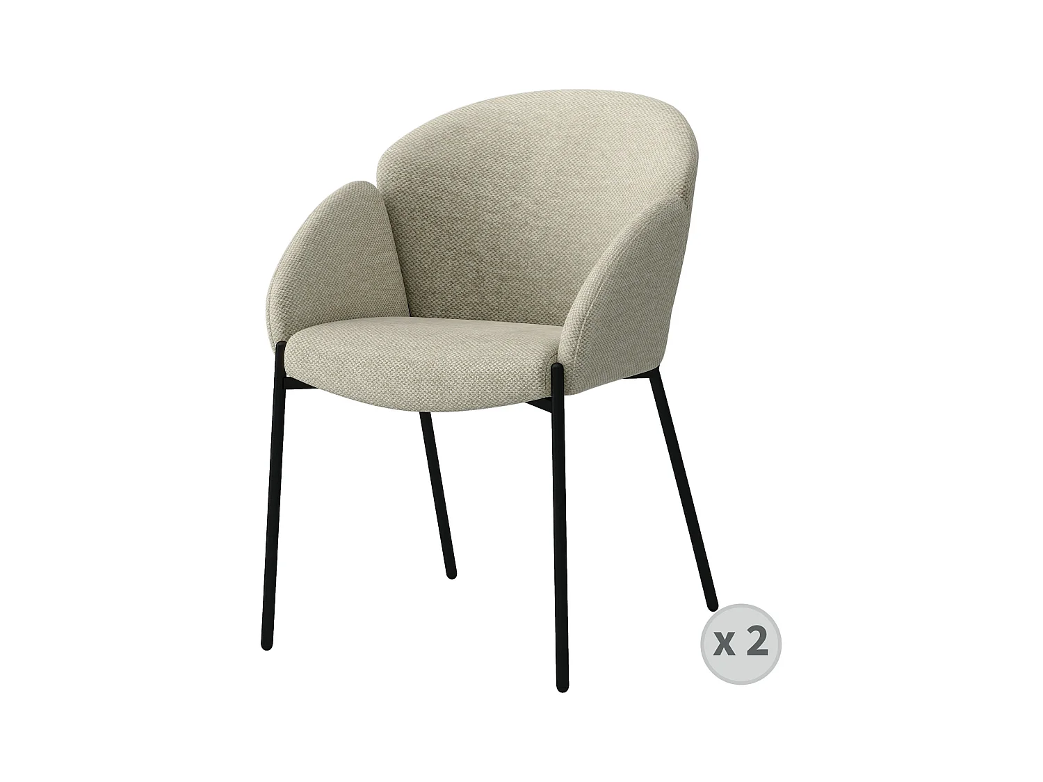 CANDICE-Silla de tela marrone y metal negro (x2)
