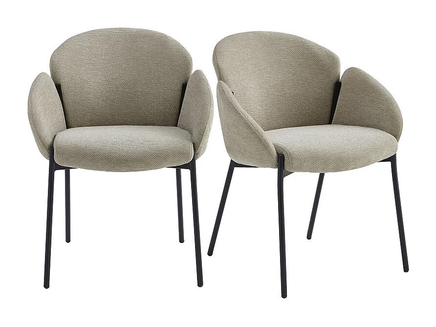 CANDICE-Silla de tela Luxury Grège (x2)