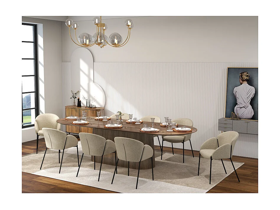 CANDICE-Silla de tela Luxury Grège (x2)