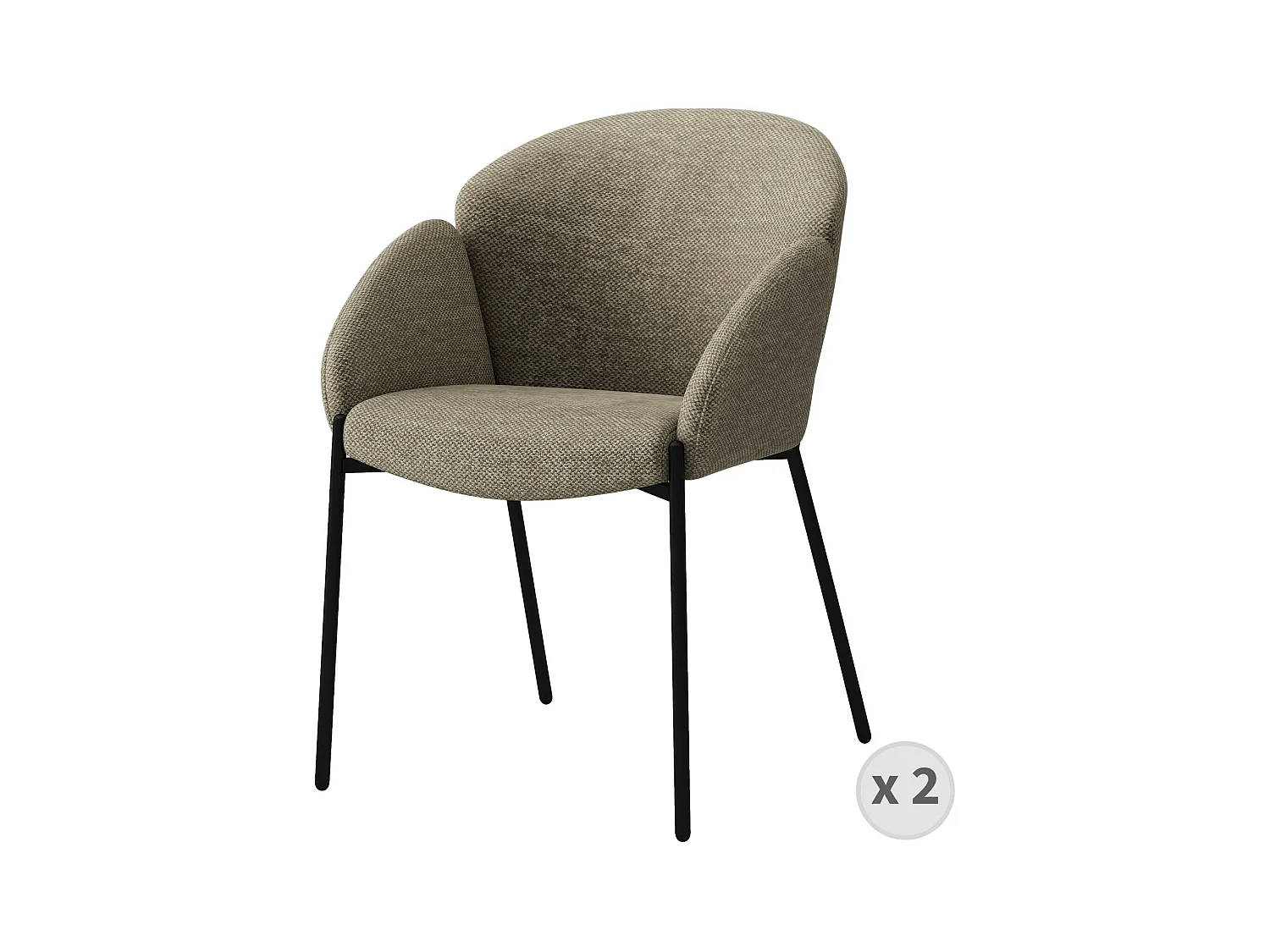 CANDICE-Silla de tela marrone y metal negro (x2)