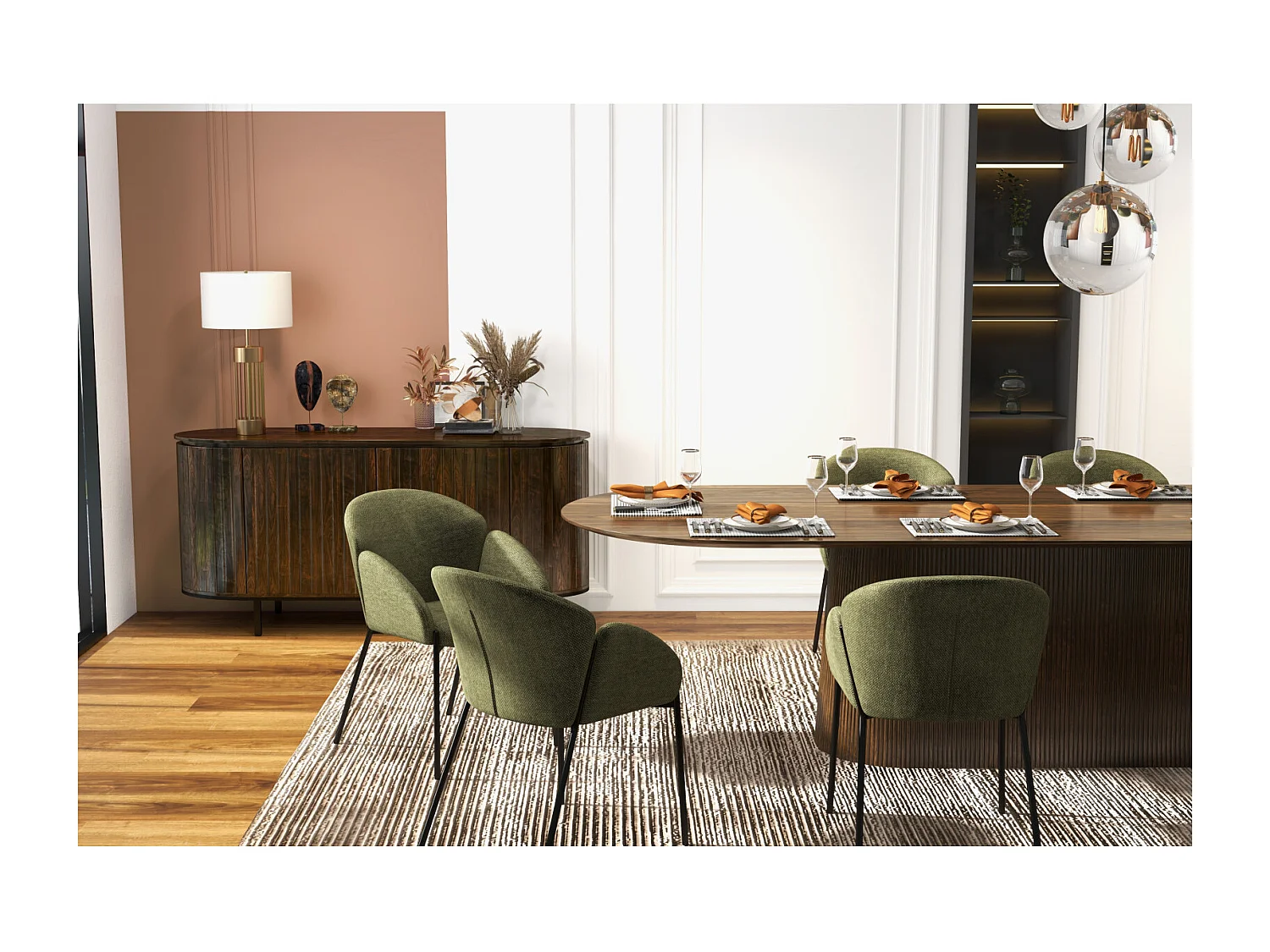 CANDICE-Silla de tela verde (x2)