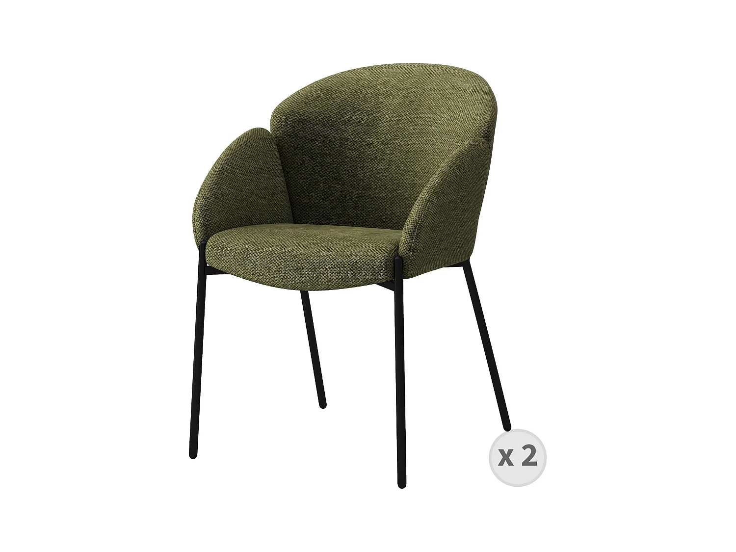 CANDICE-Silla de tela verde y metal negro (x2)
