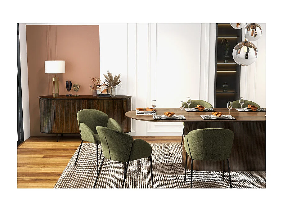 CANDICE-Silla de tela verde (x2)