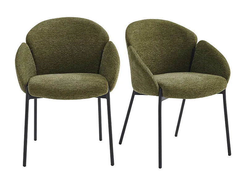 CANDICE-Silla de tela verde (x2)