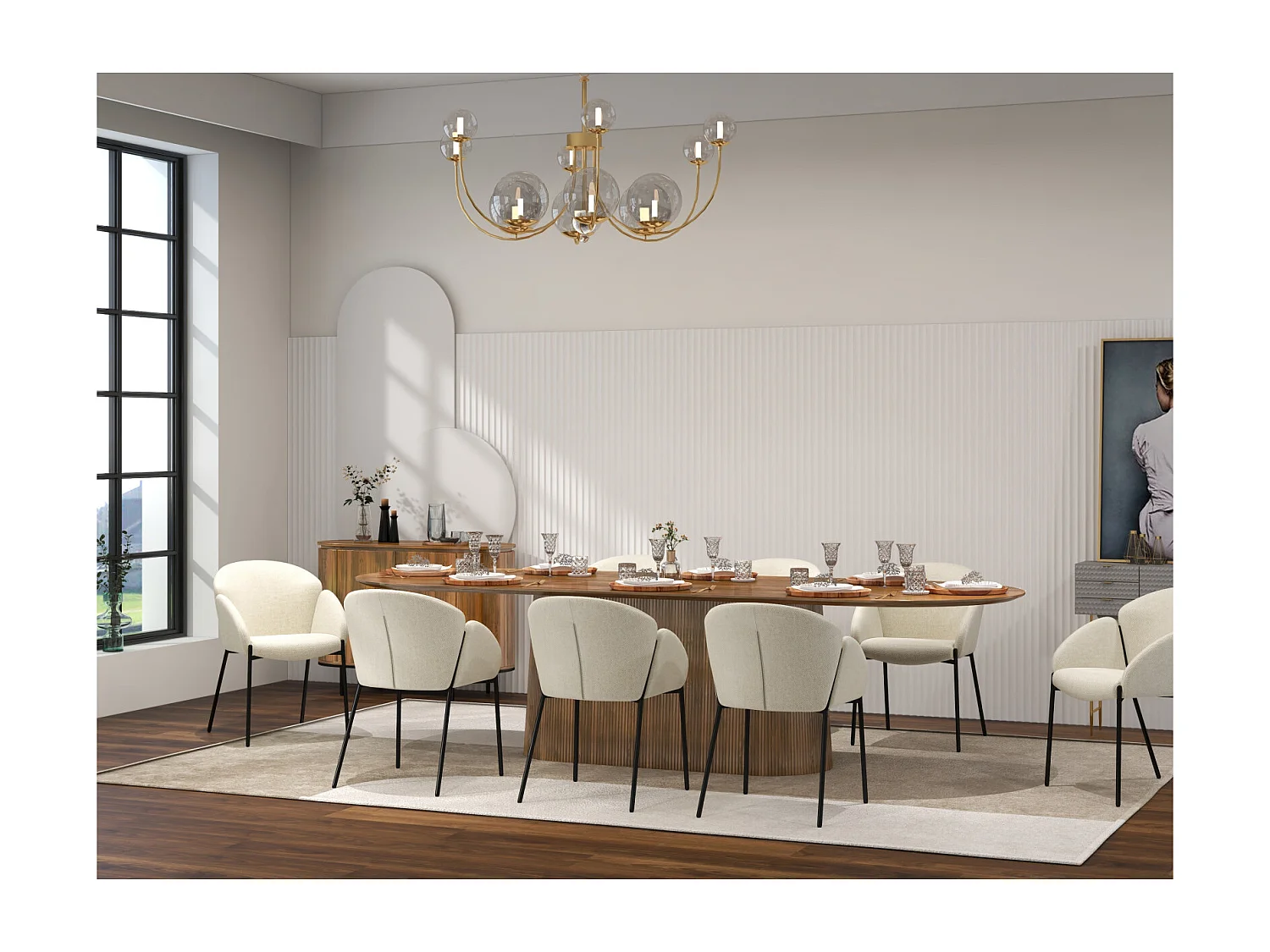 CANDICE-Sedia in tessuto Luxury Ecru (x2)