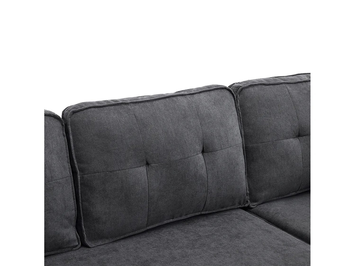 Canapé 3 places convertible - en coton - avec coffre et porte-gobelet - Gris