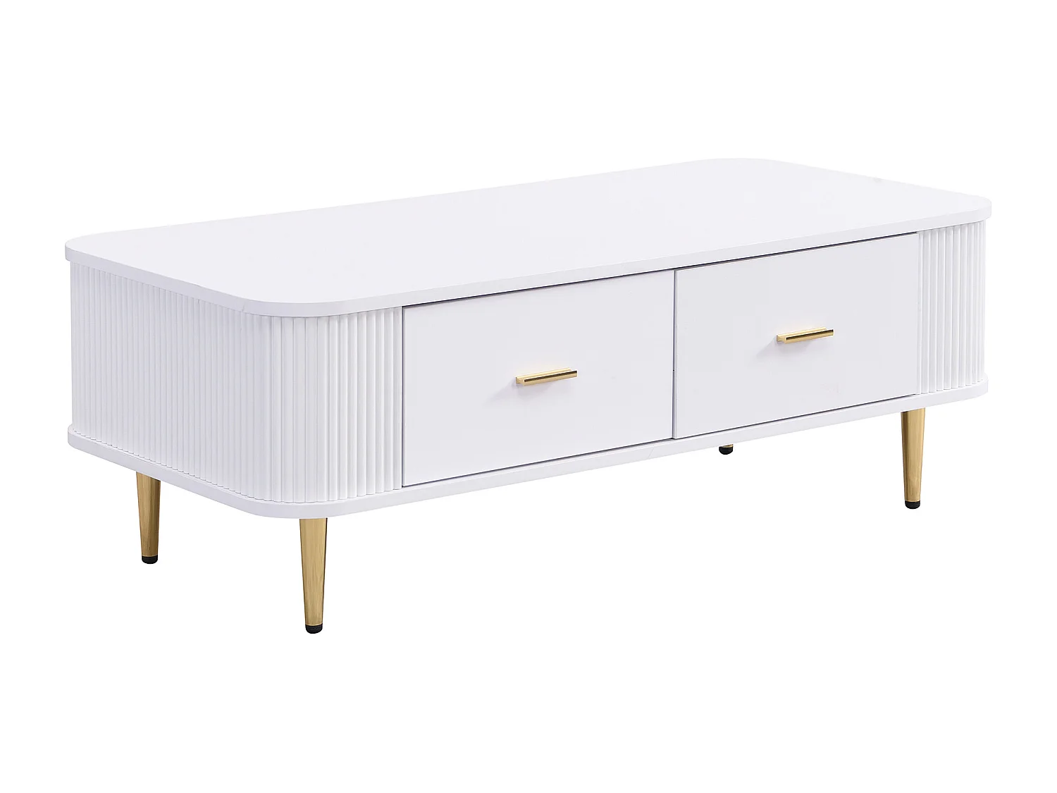 Table basse moderne - avec 4 tiroirs - en MDF - Blanc