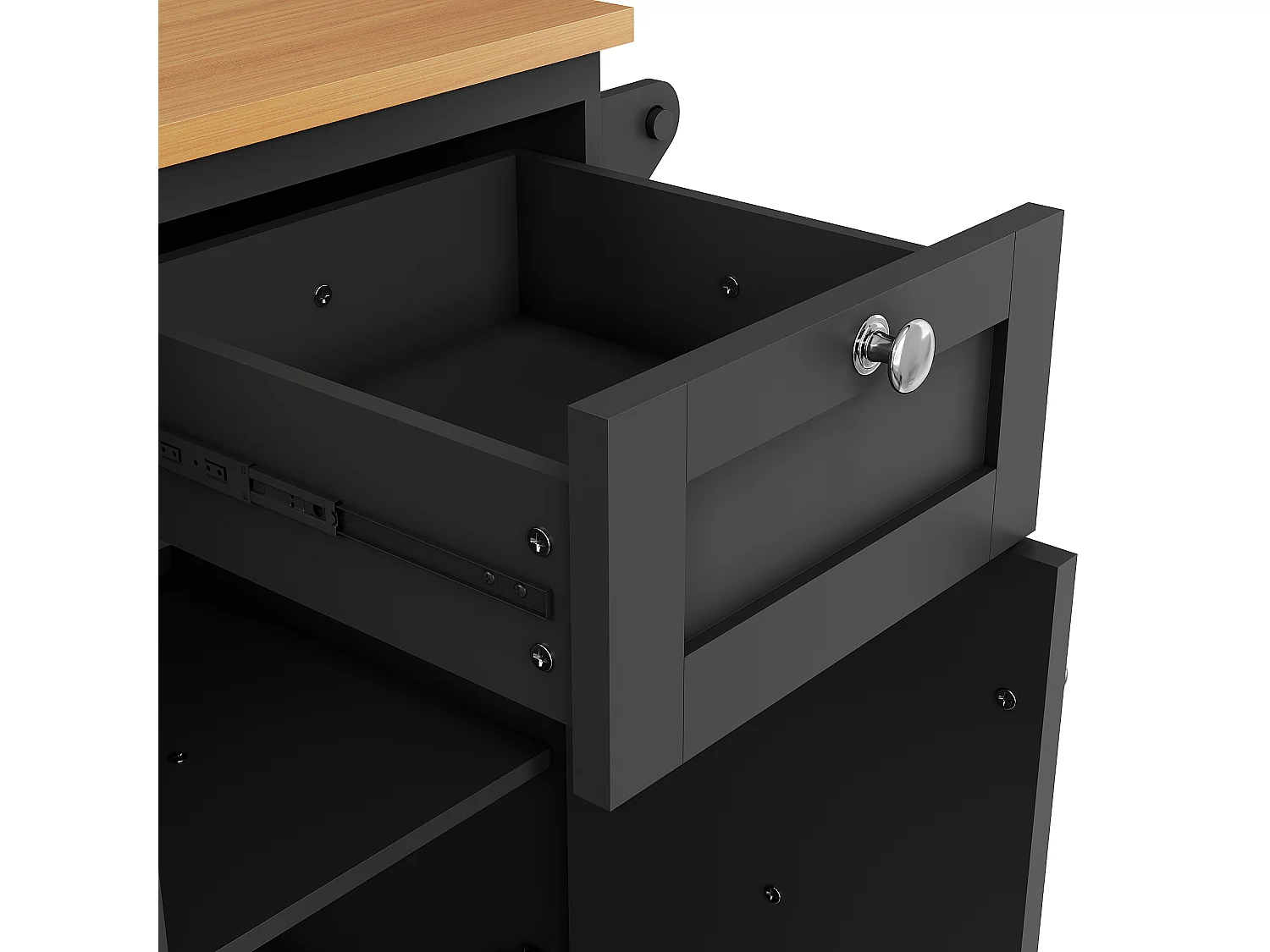 Zentrale Kücheninsel - 2 Schubladen und 8 Fächer - MDF - Schwarz