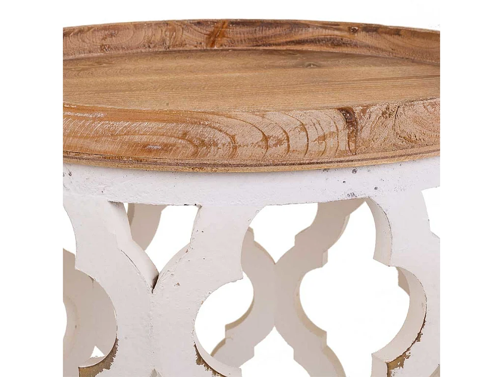 Weißer, geschnitzter Couchtisch aus Holz, 50x50x56h cm