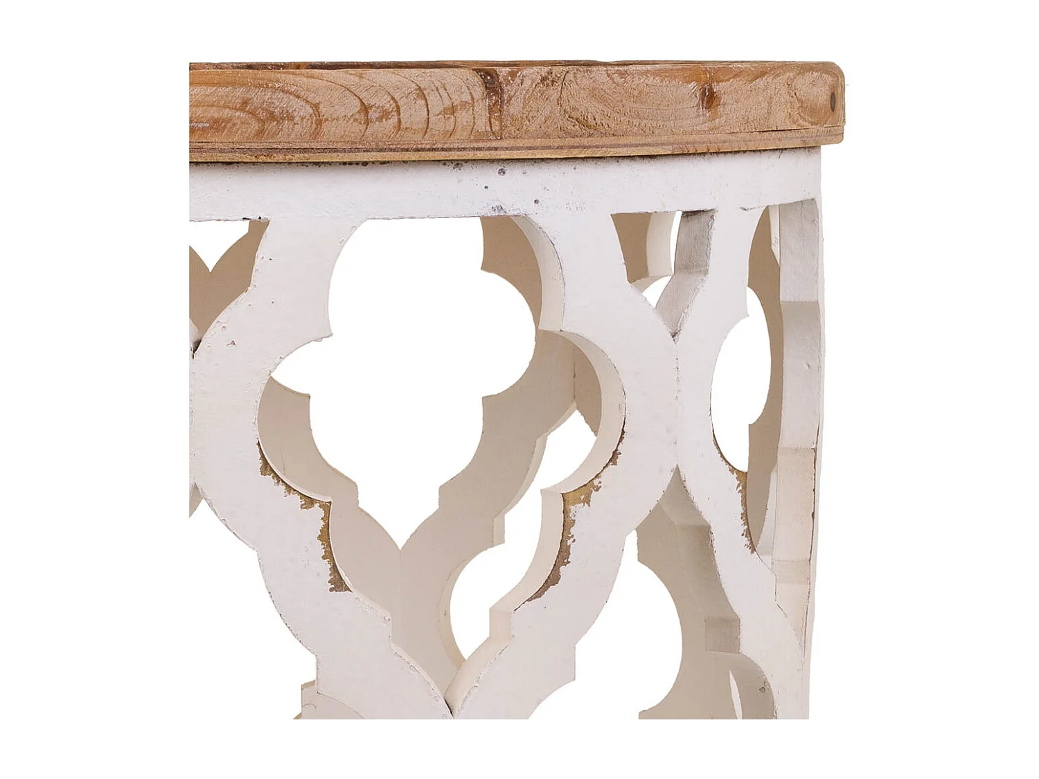 Weißer, geschnitzter Couchtisch aus Holz, 50x50x56h cm