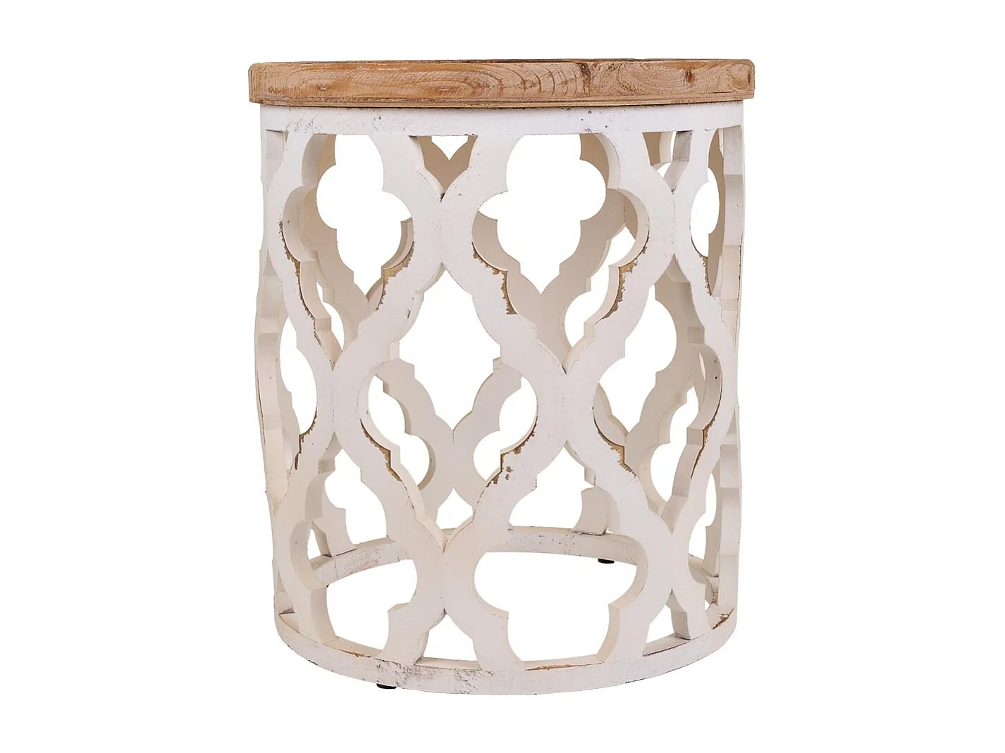 Table basse en bois sculpté blanc 50x50x56h