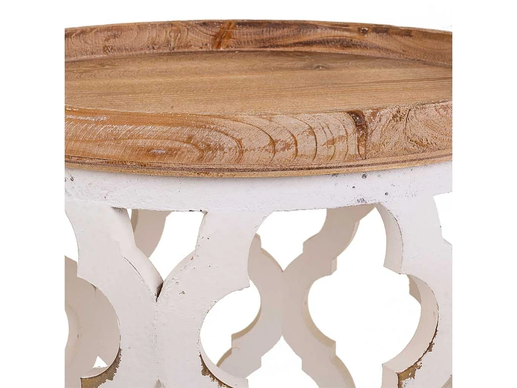 Table basse en bois sculpté blanc 50x50x56h