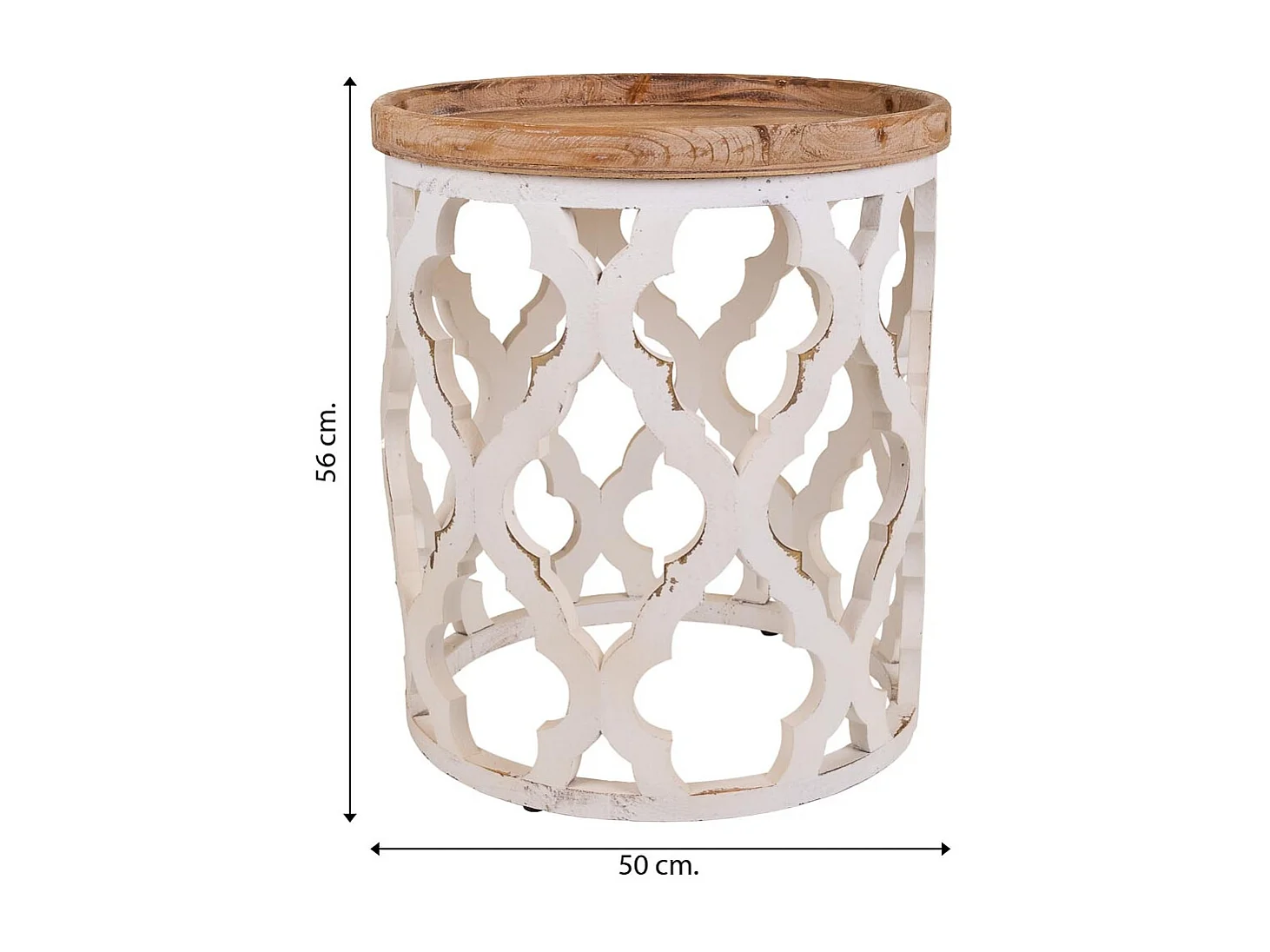 Table basse en bois sculpté blanc 50x50x56h