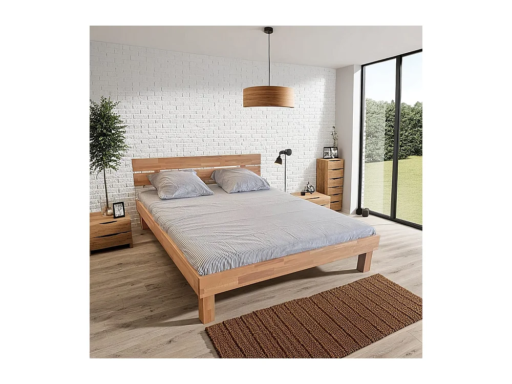Lit RIVA 140x200 cm avec sommier / Hêtre massif huilé