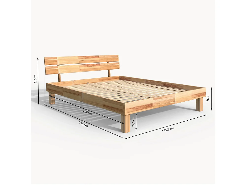 Lit RIVA 140x200 cm avec sommier / Hêtre massif huilé