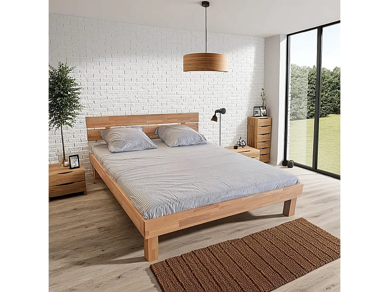 Lit RIVA 140x200 cm avec sommier / Hêtre massif huilé