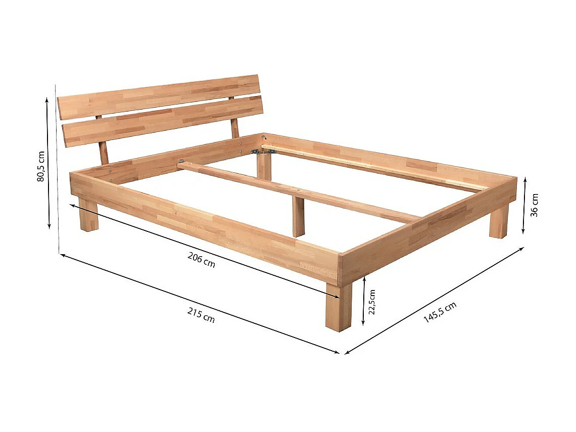 Lit RIVA 140x200 cm/ Hêtre massif huilé