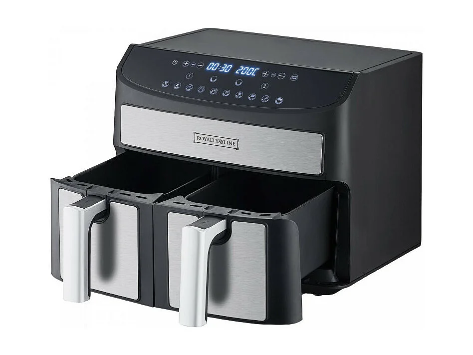 Airfryer XXL met dubbele compartimenten - 2 x 8L - 2400W, 10 kookfuncties, LED-touchscreen, hete luchtcirculatie, SYNC FINISH en DOUBLE CUISSON functie