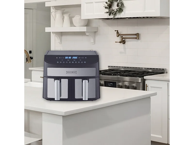 Airfryer XXL met dubbele compartimenten - 2 x 8L - 2400W, 10 kookfuncties, LED-touchscreen, hete luchtcirculatie, SYNC FINISH en DOUBLE CUISSON functie