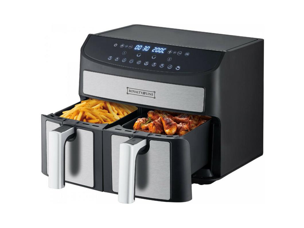 Airfryer XXL met dubbele compartimenten - 2 x 8L - 2400W, 10 kookfuncties, LED-touchscreen, hete luchtcirculatie, SYNC FINISH en DOUBLE CUISSON functie